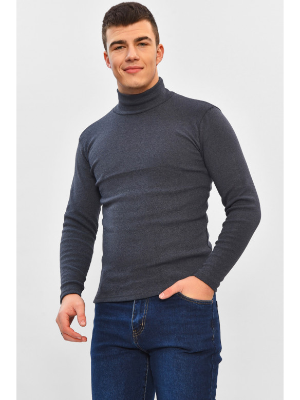 Гольф мужской однотонный на флисе тёмно-синего цвета 34336 208591C