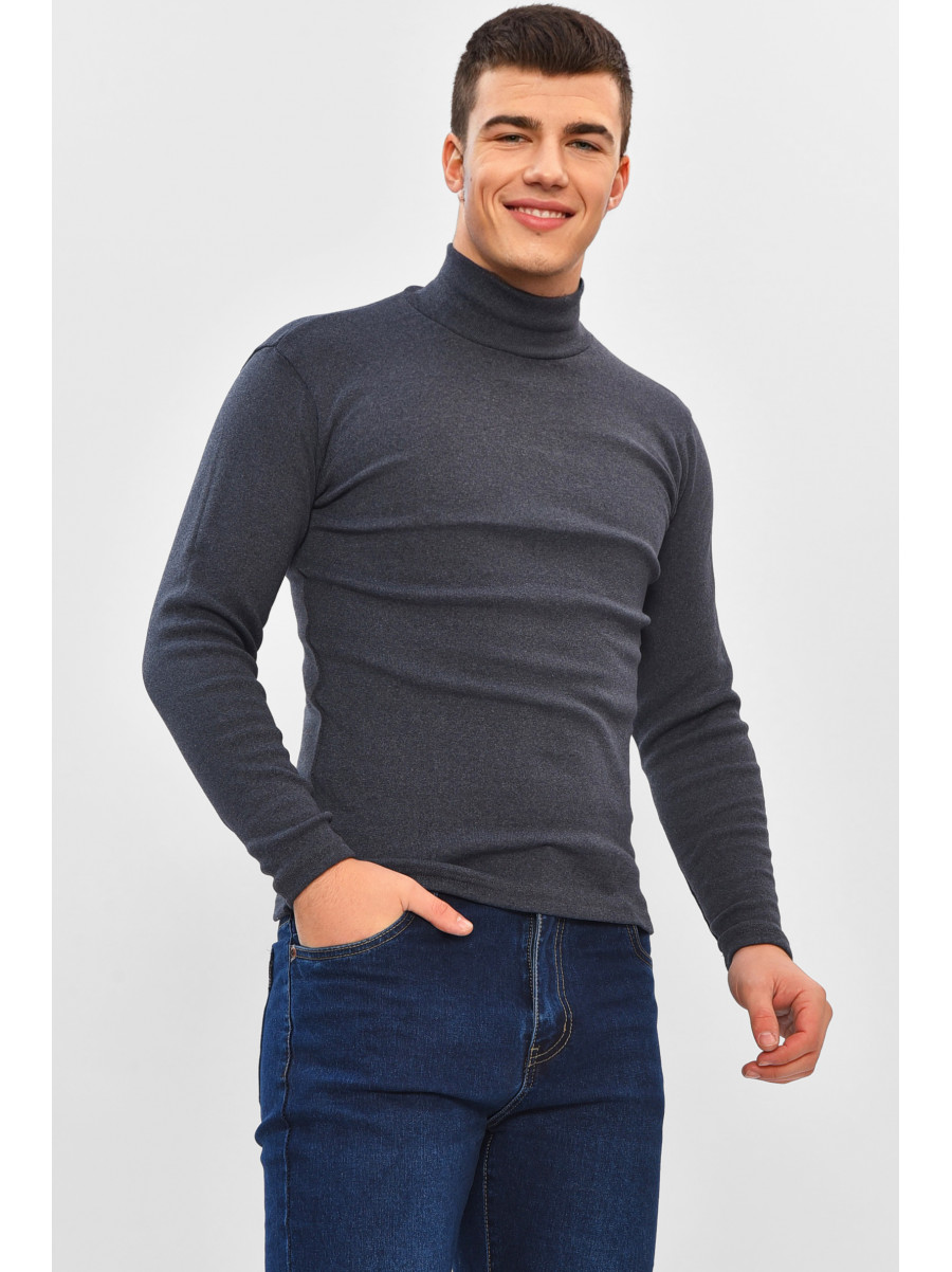 Гольф мужской однотонный на флисе тёмно-синего цвета 34336 208591C