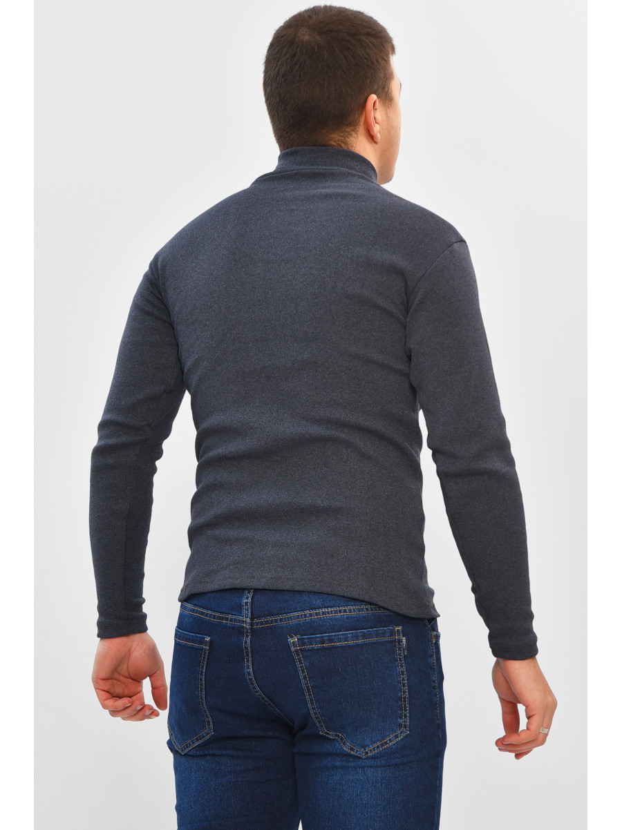Гольф мужской однотонный на флисе тёмно-синего цвета 34336 208591C