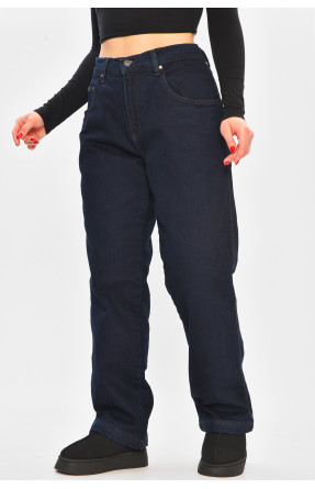 Джинси жіночі напівбатальні на флісі темно-синього кольору 208592C