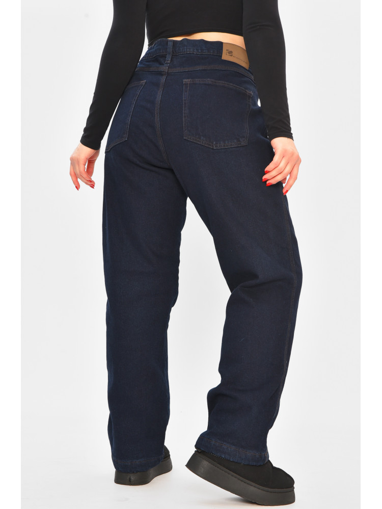 Джинси жіночі напівбатальні на флісі темно-синього кольору 208592C