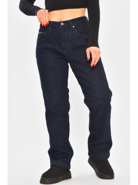 Джинси жіночі напівбатальні на флісі темно-синього кольору 3479832 208593C