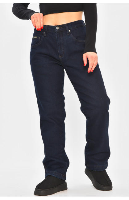 Джинси жіночі напівбатальні на флісі темно-синього кольору 3479832 208593C