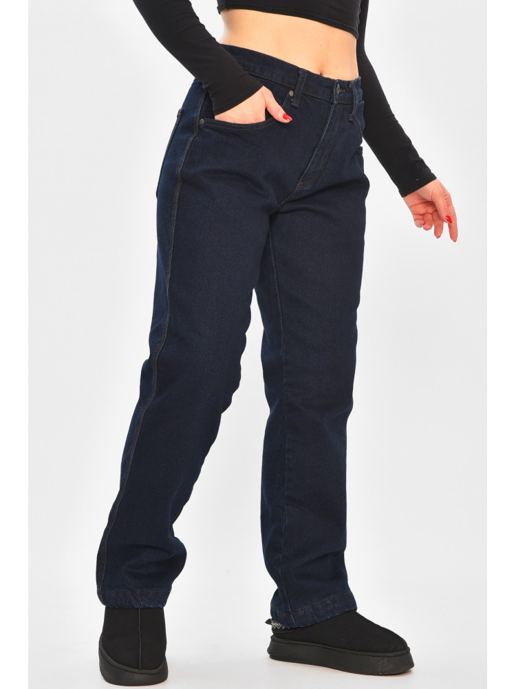 Джинси жіночі напівбатальні на флісі темно-синього кольору 3479832 208593C