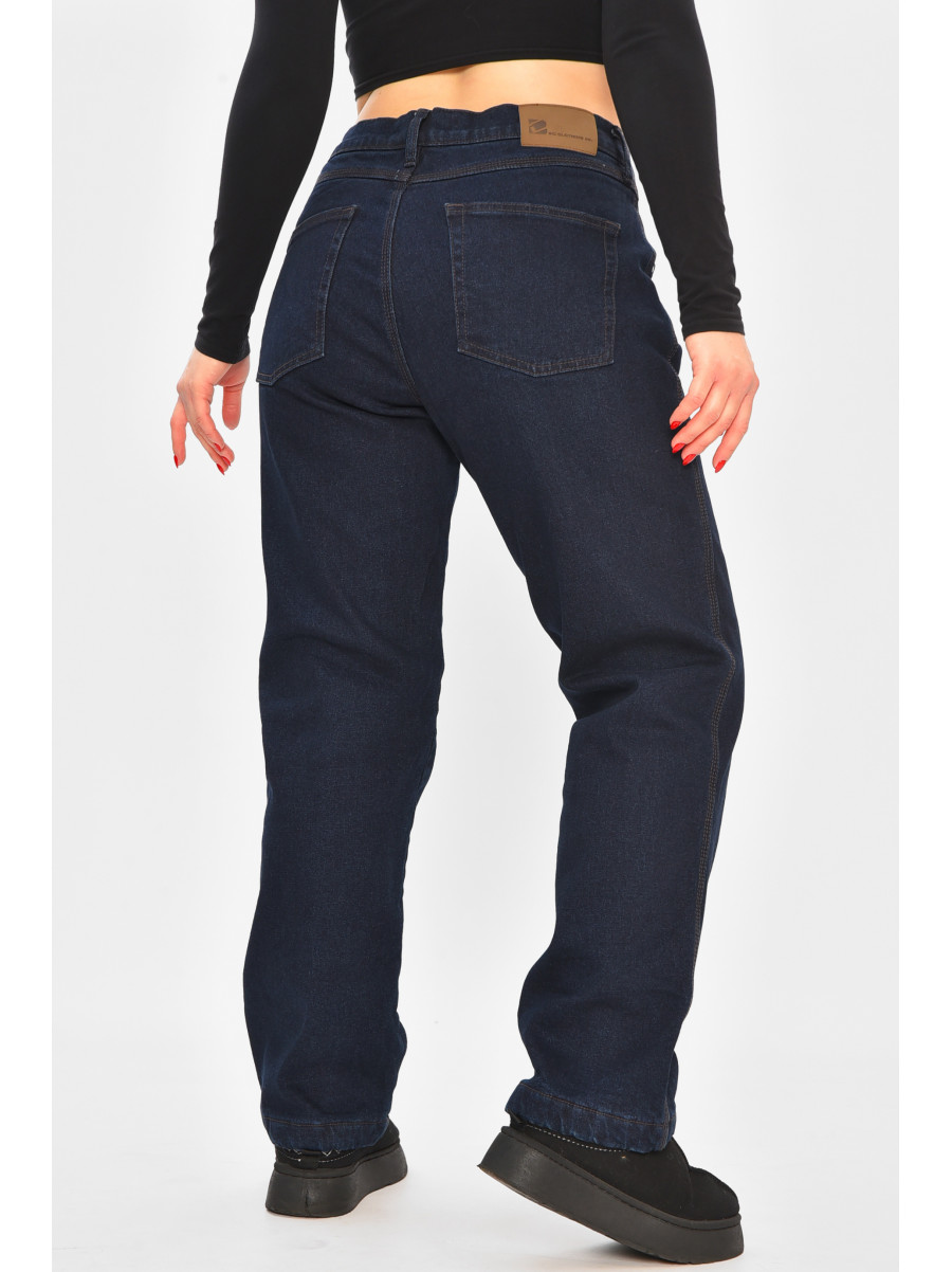 Джинси жіночі напівбатальні на флісі темно-синього кольору 3479832 208593C