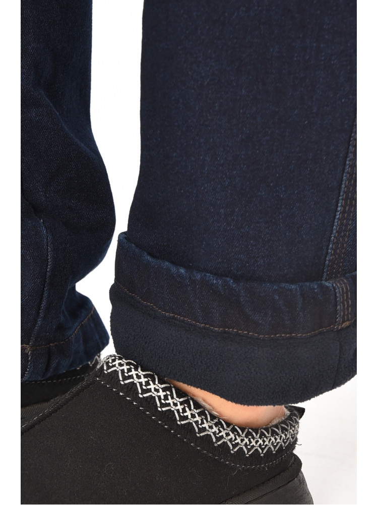 Джинси жіночі напівбатальні на флісі темно-синього кольору 3479832 208593C