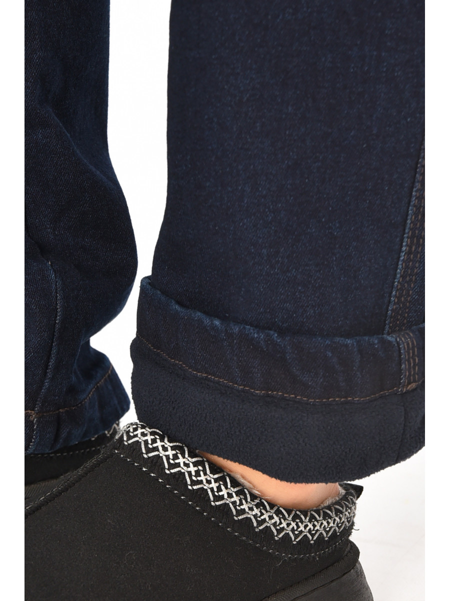 Джинси жіночі напівбатальні на флісі темно-синього кольору 3479832 208593C