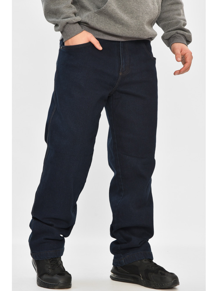 Джинсы мужские полубатальные на флисе тёмно-синего цвета 208594C