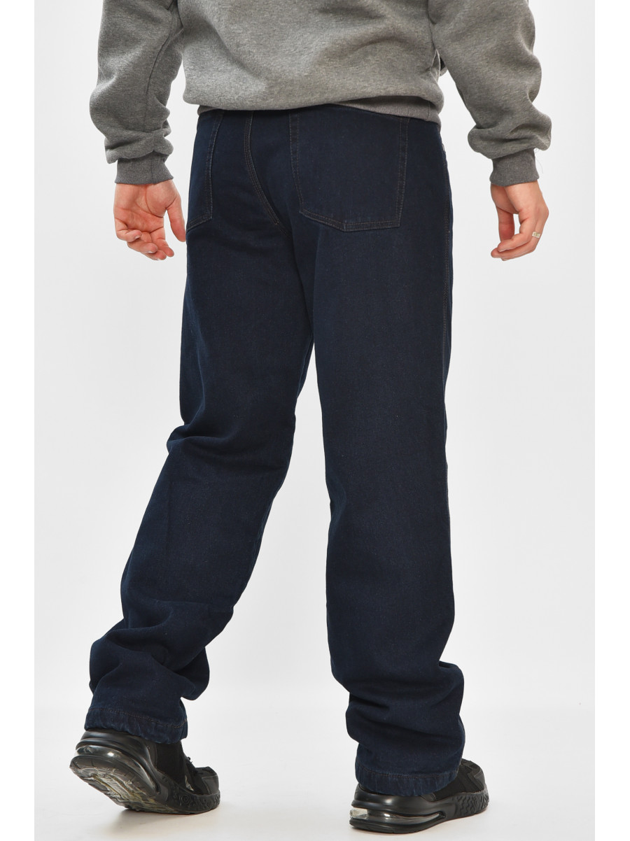 Джинсы мужские полубатальные на флисе тёмно-синего цвета 208594C