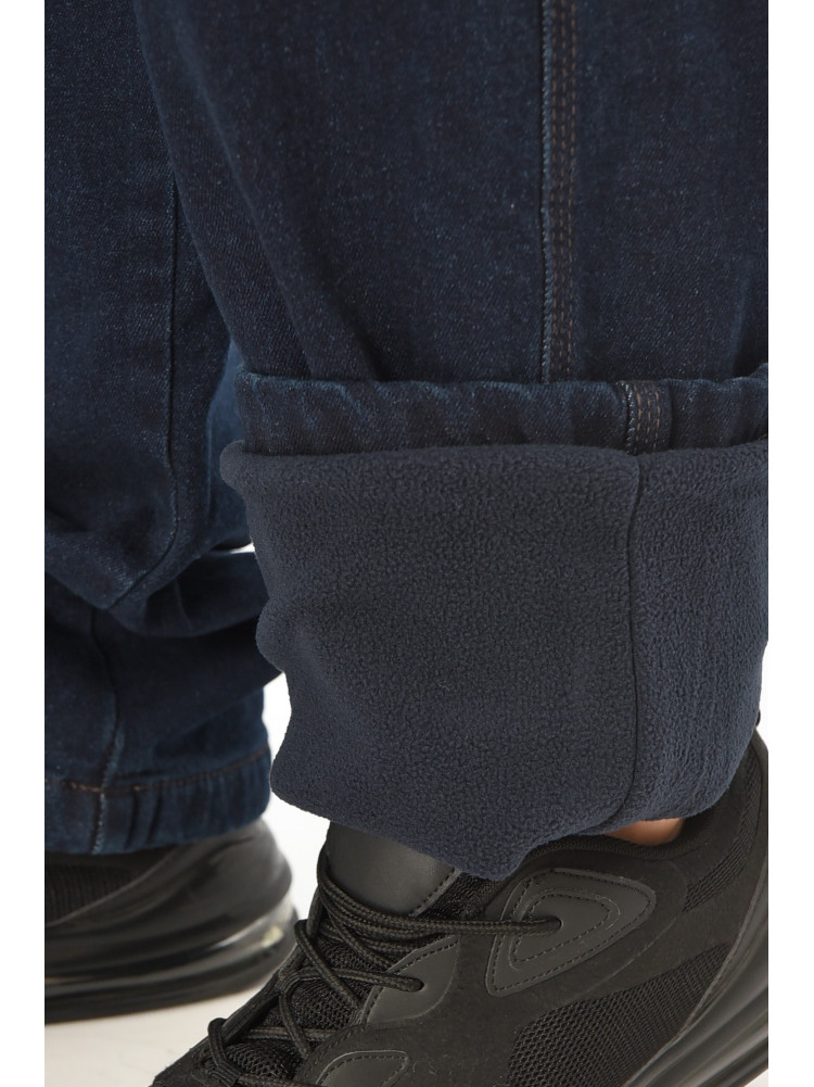Джинсы мужские полубатальные на флисе тёмно-синего цвета 208594C