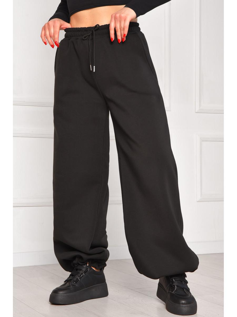 Спортивні жіночі штани на флісі чорного кольору 1835 208602C