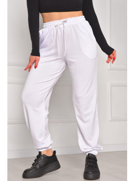 Спортивні жіночі штани однотонні білого кольору 448 208603C
