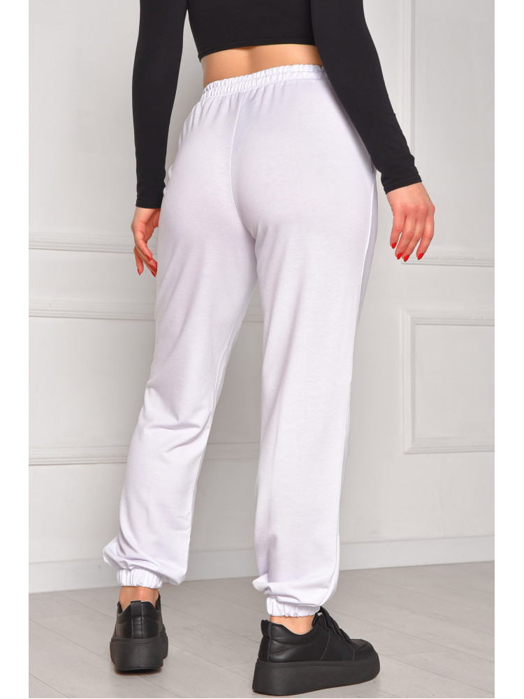Спортивные штаны женские однотонные белого цвета 448 208603C