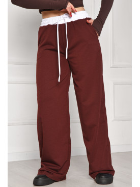 Спортивні штани жіночі однотонні темно-коричневого кольору 7129 208604C