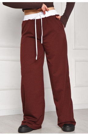 Спортивні штани жіночі однотонні темно-коричневого кольору 7129 208604C