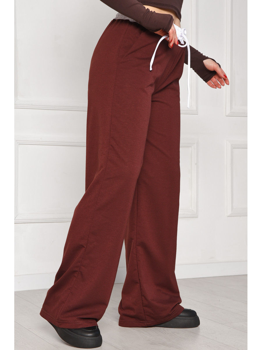 Спортивні штани жіночі однотонні темно-коричневого кольору 7129 208604C