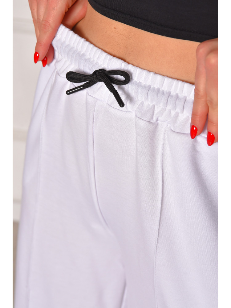 Спортивные штаны женские однотонные белого цвета 1728 208605C