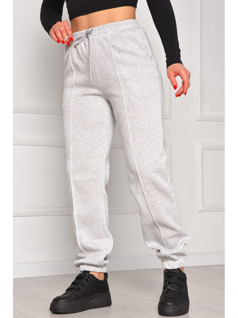 Спортивные штаны женские на флисе серого цвета 350 208606C