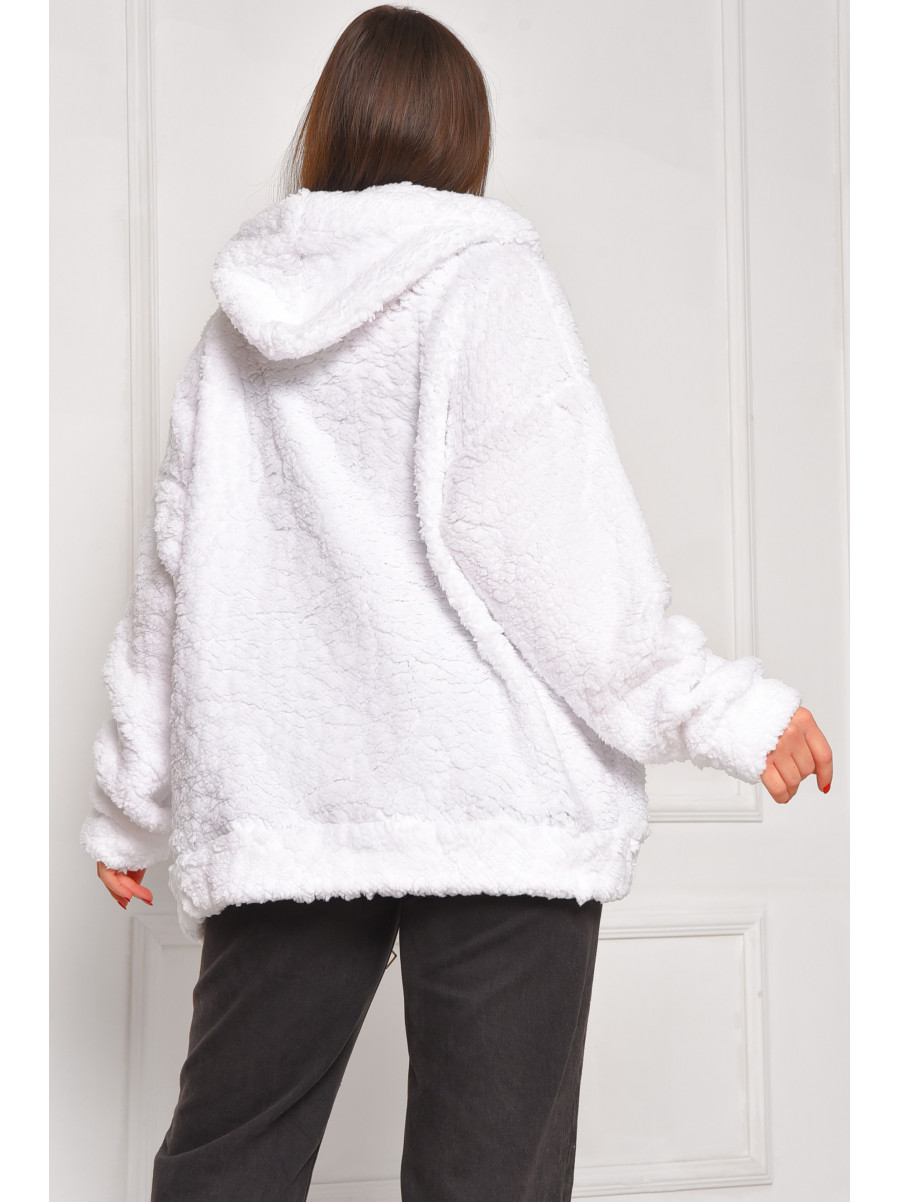 Кофта женская однотонная тедди  белого цвета 1514 208607C
