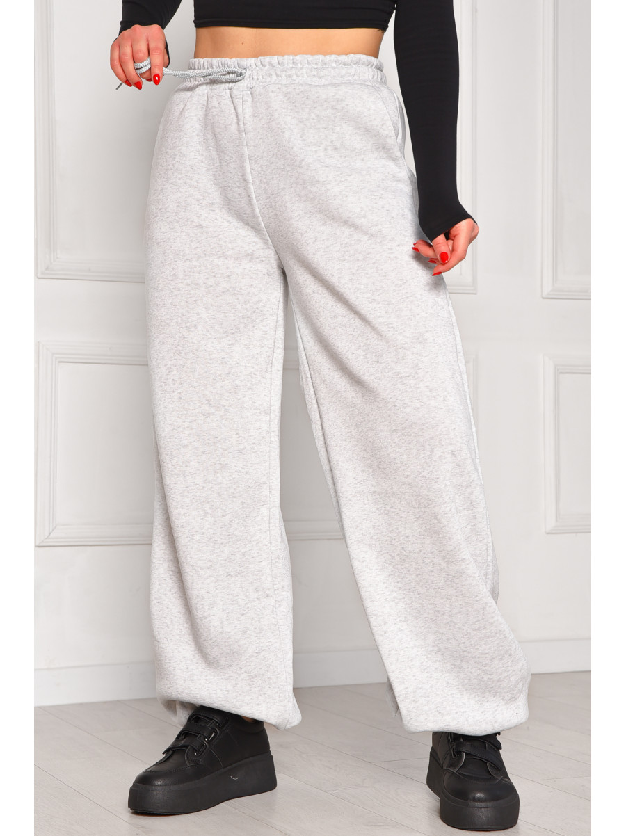 Спортивные штаны женские на флисе светло-серого цвета 1835 208608C