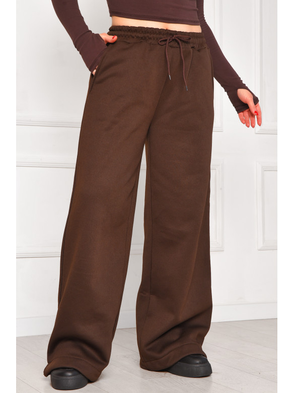 Спортивні штани жіночі на флісі шоколадного кольору 1835 208609C