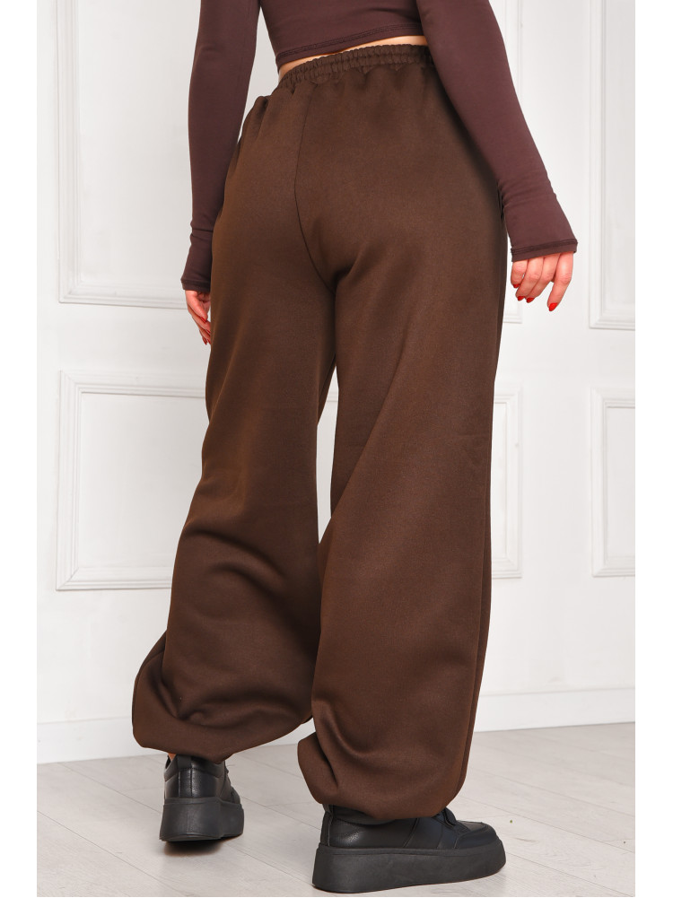 Спортивні штани жіночі на флісі шоколадного кольору 1835 208609C