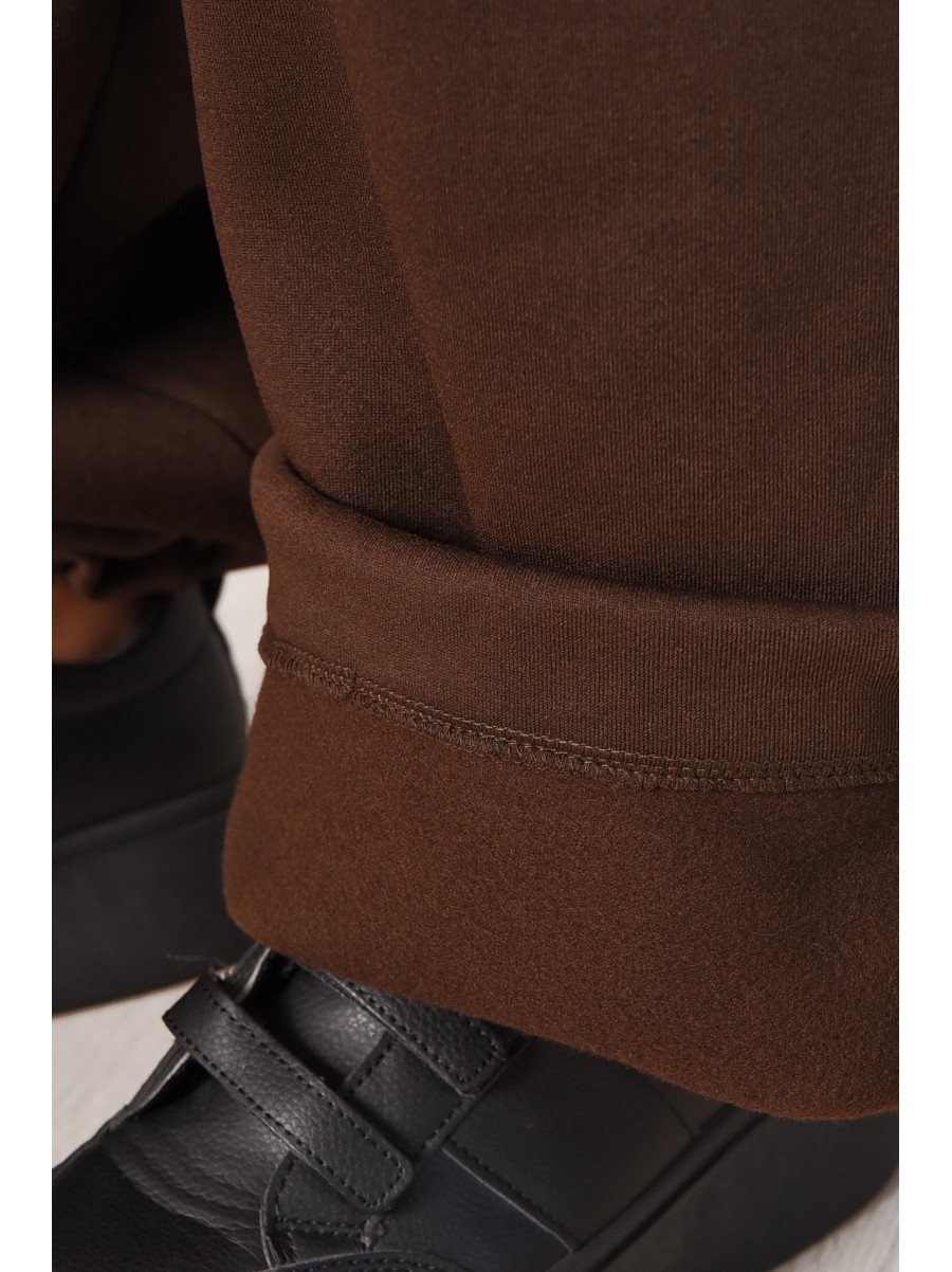 Спортивні штани жіночі на флісі шоколадного кольору 1835 208609C