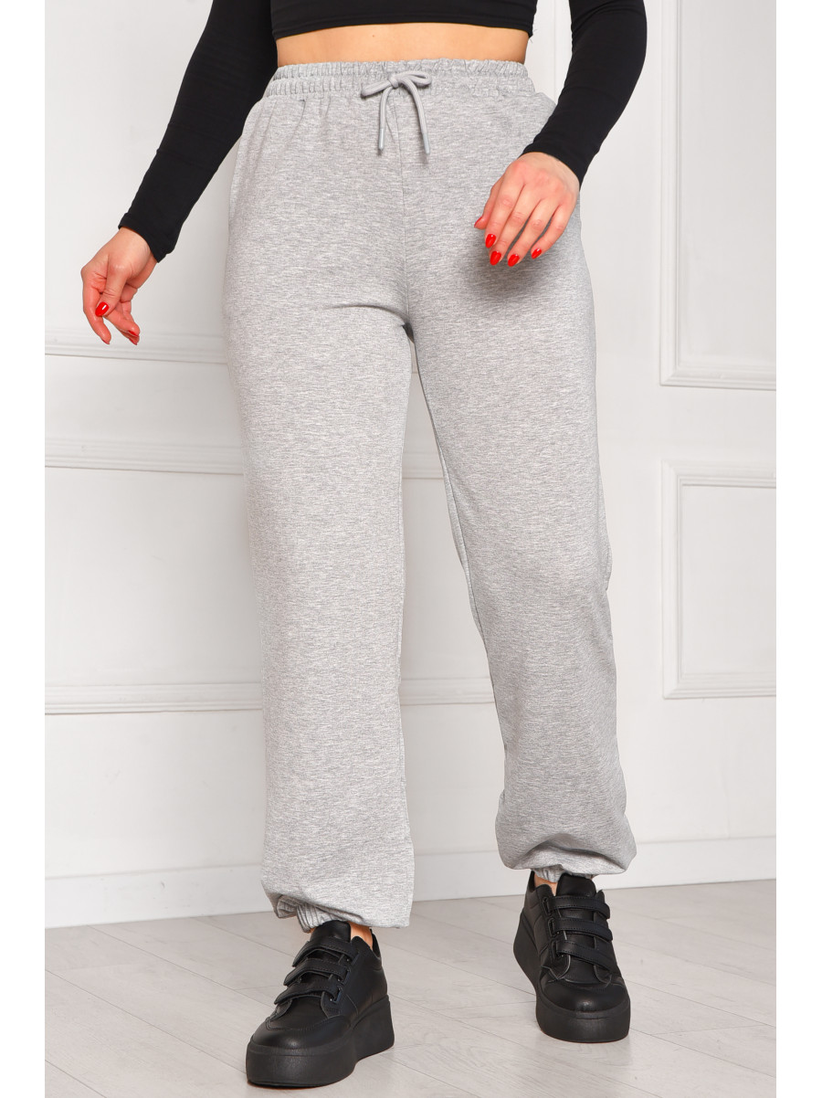 Спортивные штаны женские однотонные тёмно-серого цвета 448 208613C