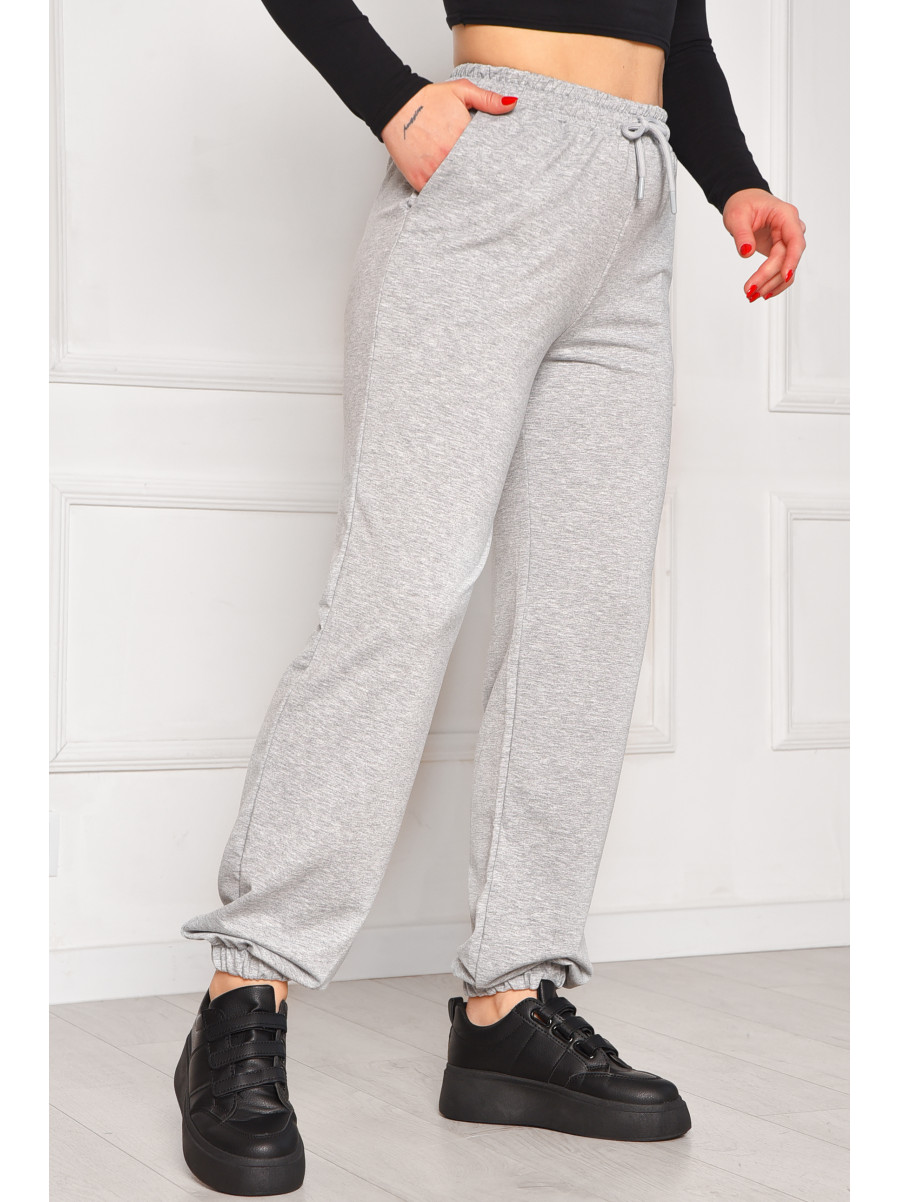 Спортивные штаны женские однотонные тёмно-серого цвета 448 208613C
