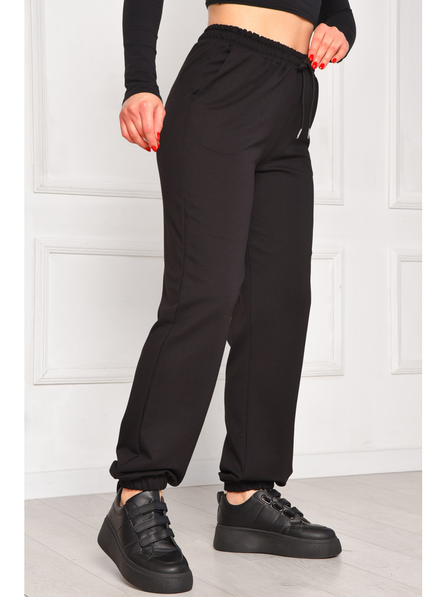 Спортивные штаны женские однотонные черного цвета 448 208615C