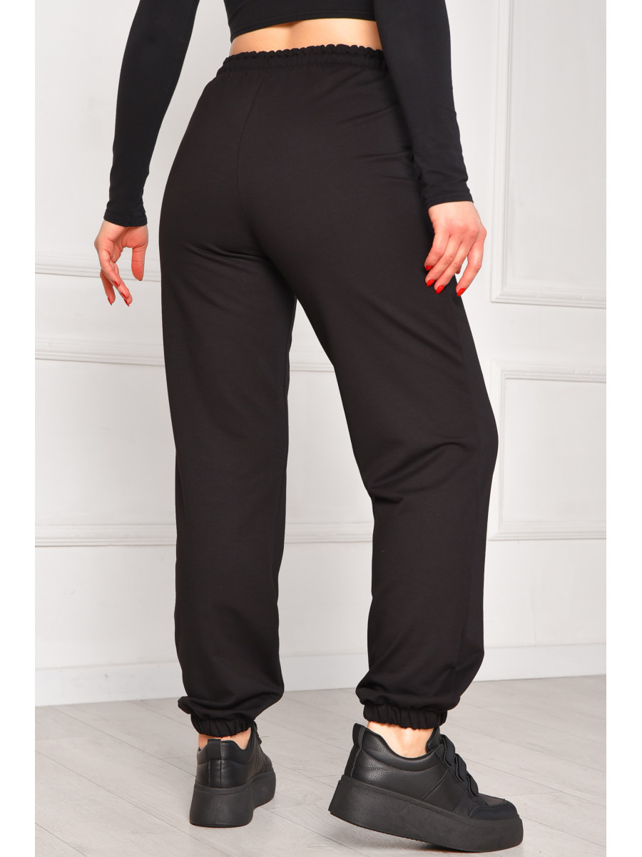 Спортивные штаны женские однотонные черного цвета 448 208615C