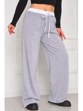 Спортивные штаны женские однотонные светло-серого цвета 7129 208616C