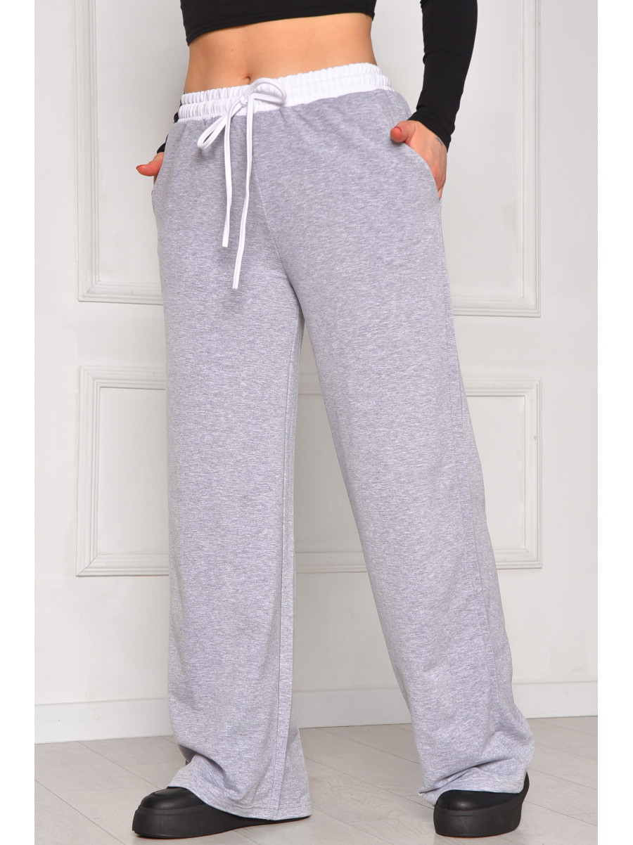 Спортивные штаны женские однотонные светло-серого цвета 7129 208616C