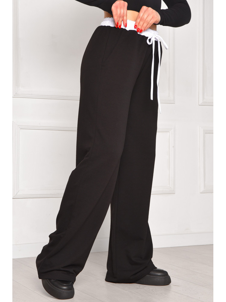 Спортивные штаны женские однотонные черного цвета 7129 208617C