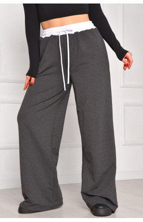 Спортивные штаны женские однотонные тёмно-серого цвета 7129 208618C