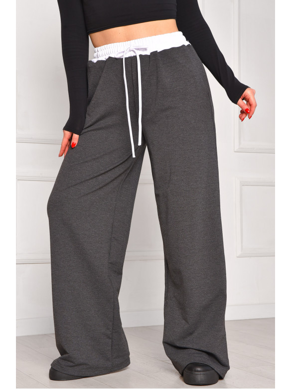 Спортивные штаны женские однотонные тёмно-серого цвета 7129 208618C