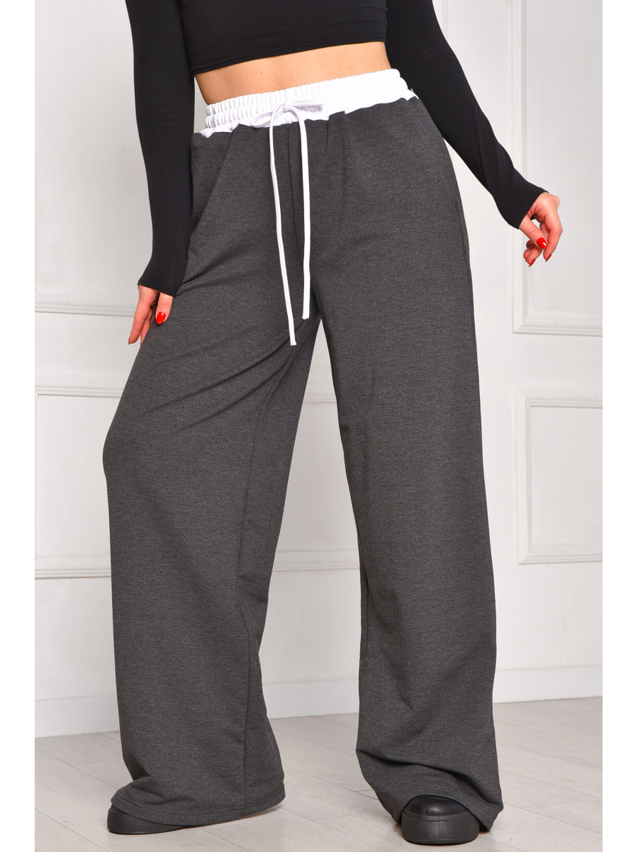 Спортивные штаны женские однотонные тёмно-серого цвета 7129 208618C