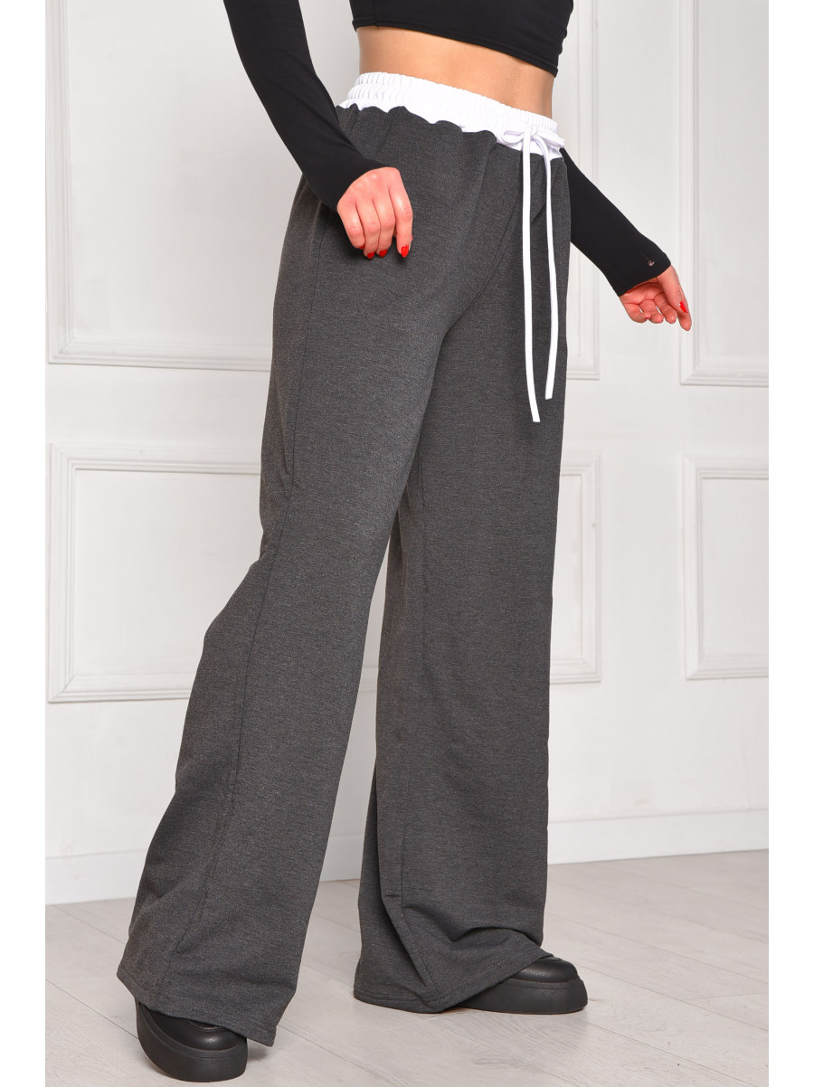 Спортивные штаны женские однотонные тёмно-серого цвета 7129 208618C