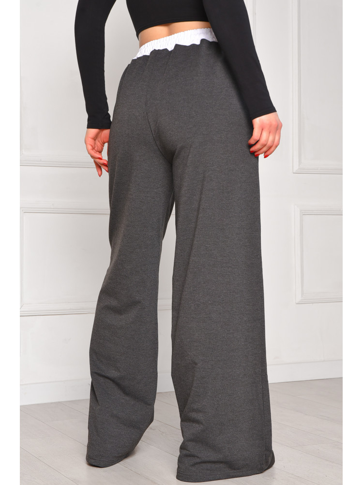 Спортивные штаны женские однотонные тёмно-серого цвета 7129 208618C