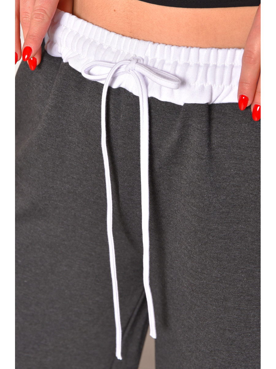Спортивные штаны женские однотонные тёмно-серого цвета 7129 208618C