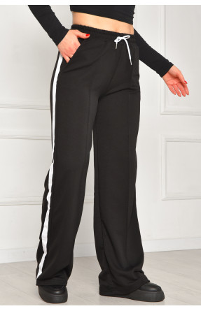Спортивные штаны женские однотонные черного цвета 1728 208620C