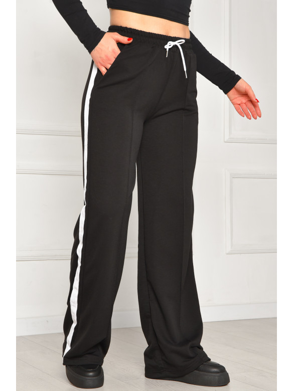Спортивные штаны женские однотонные черного цвета 1728 208620C