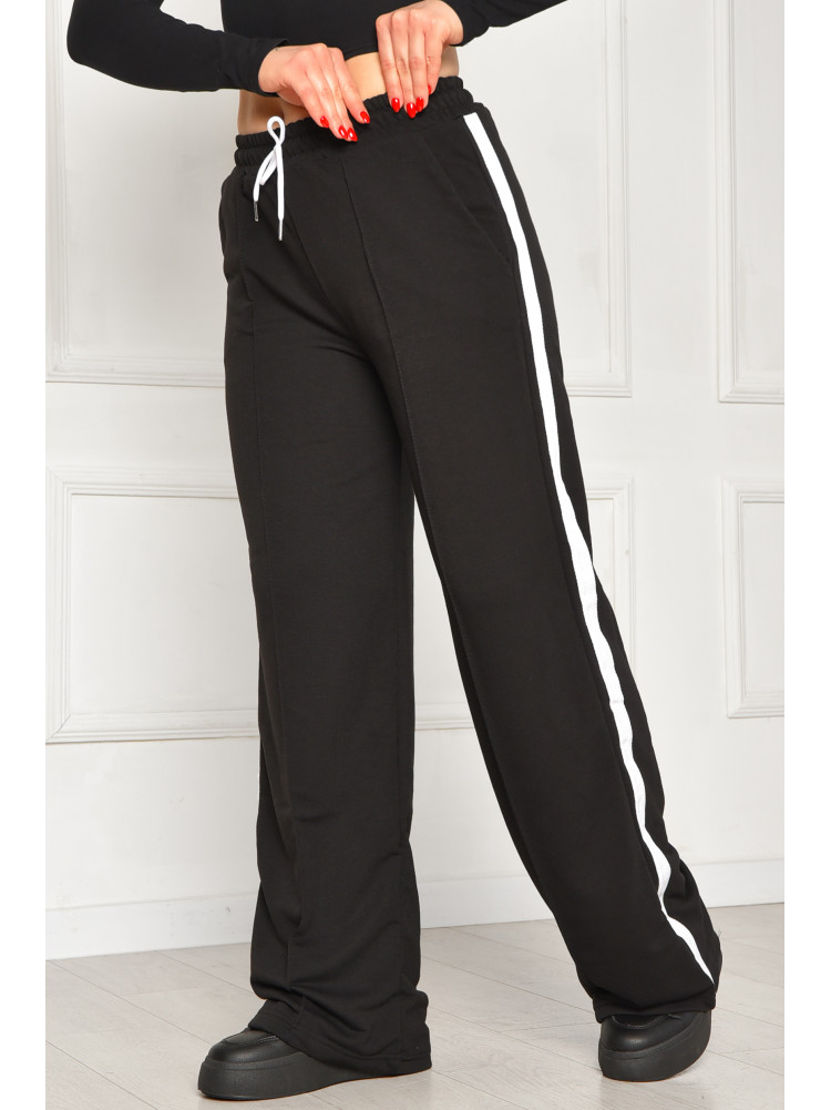 Спортивные штаны женские однотонные черного цвета 1728 208620C