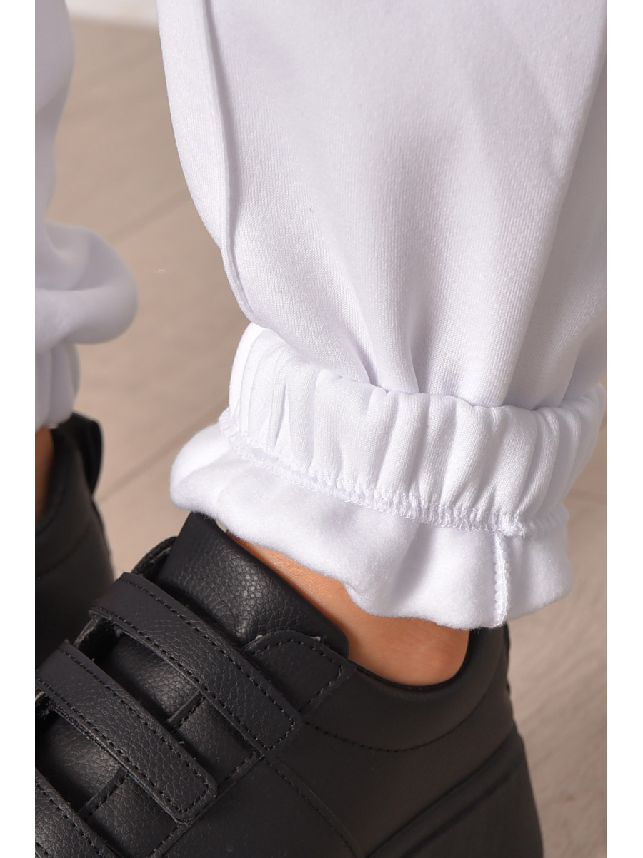 Спортивные штаны женские на флисе белого цвета 350 208621C