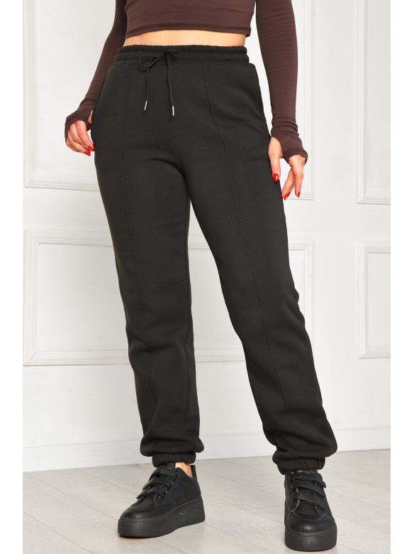 Спортивные штаны женские на флисе черного цвета 350 208622C