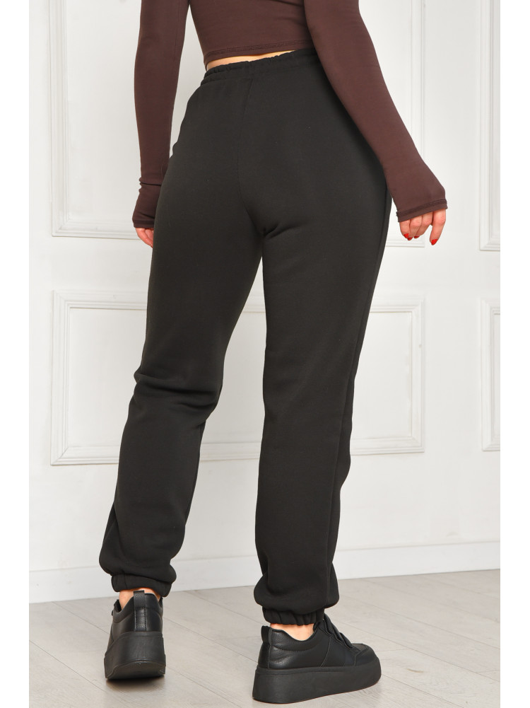 Спортивные штаны женские на флисе черного цвета 350 208622C