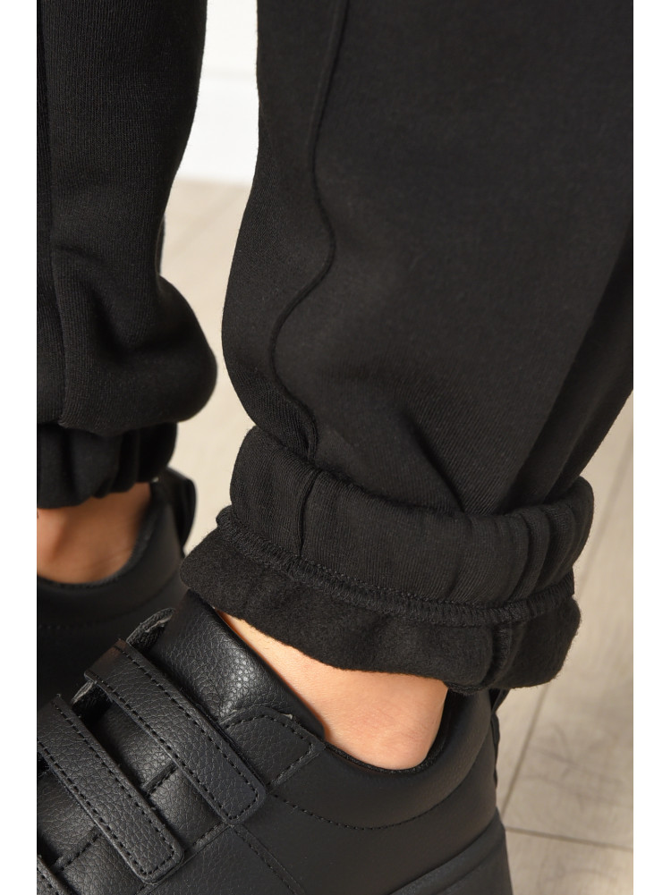 Спортивные штаны женские на флисе черного цвета 350 208622C