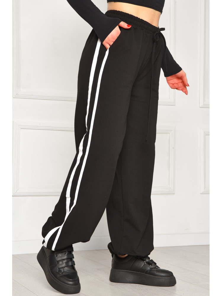 Спортивные штаны женские однотонные черного цвета 289 208623C