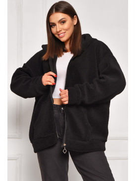 Кофта жіноча однотонна тедді чорного кольору 1514 208624C