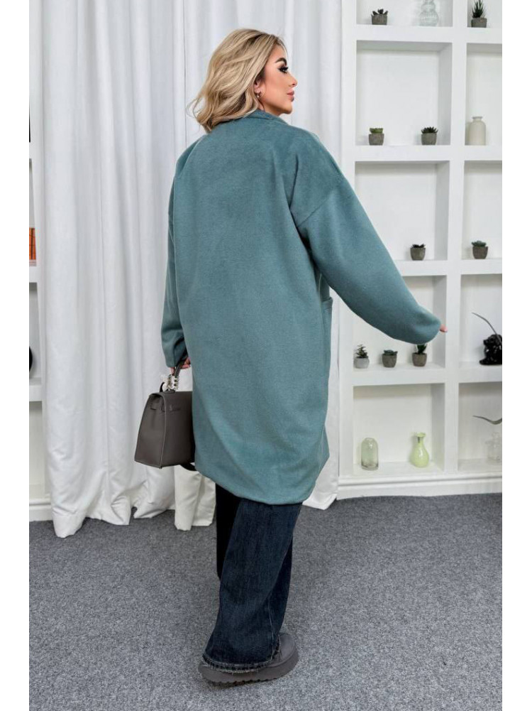 Пальто жіноче демісезонне напівбатальне зеленого кольору 7857 208633C